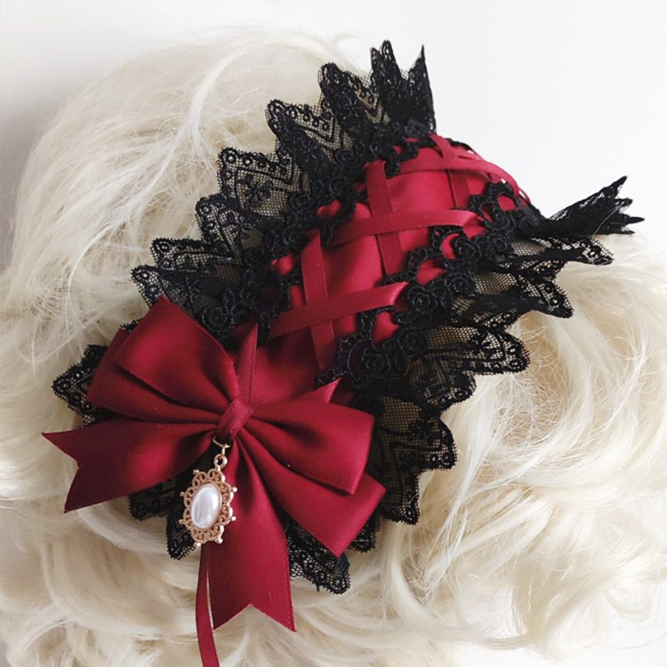 Red Dark Gothic Lolita Lace Ha - đánh giá và giá Anime Cosplay Girl With Black Hair